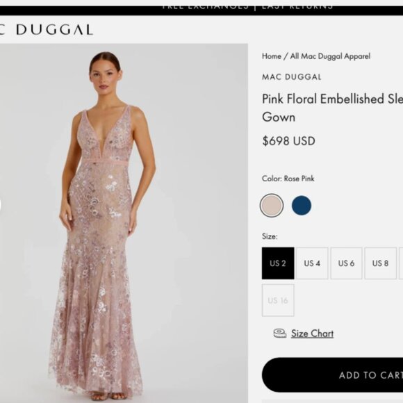 Mac Duggal 67481 Floral Embellished Sleeveless Plunge Gown Sz 6 NWT - Picture 7 of 16